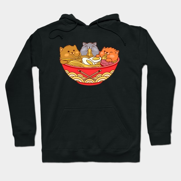 Ramen and cats Hoodie by Illustrasikuu